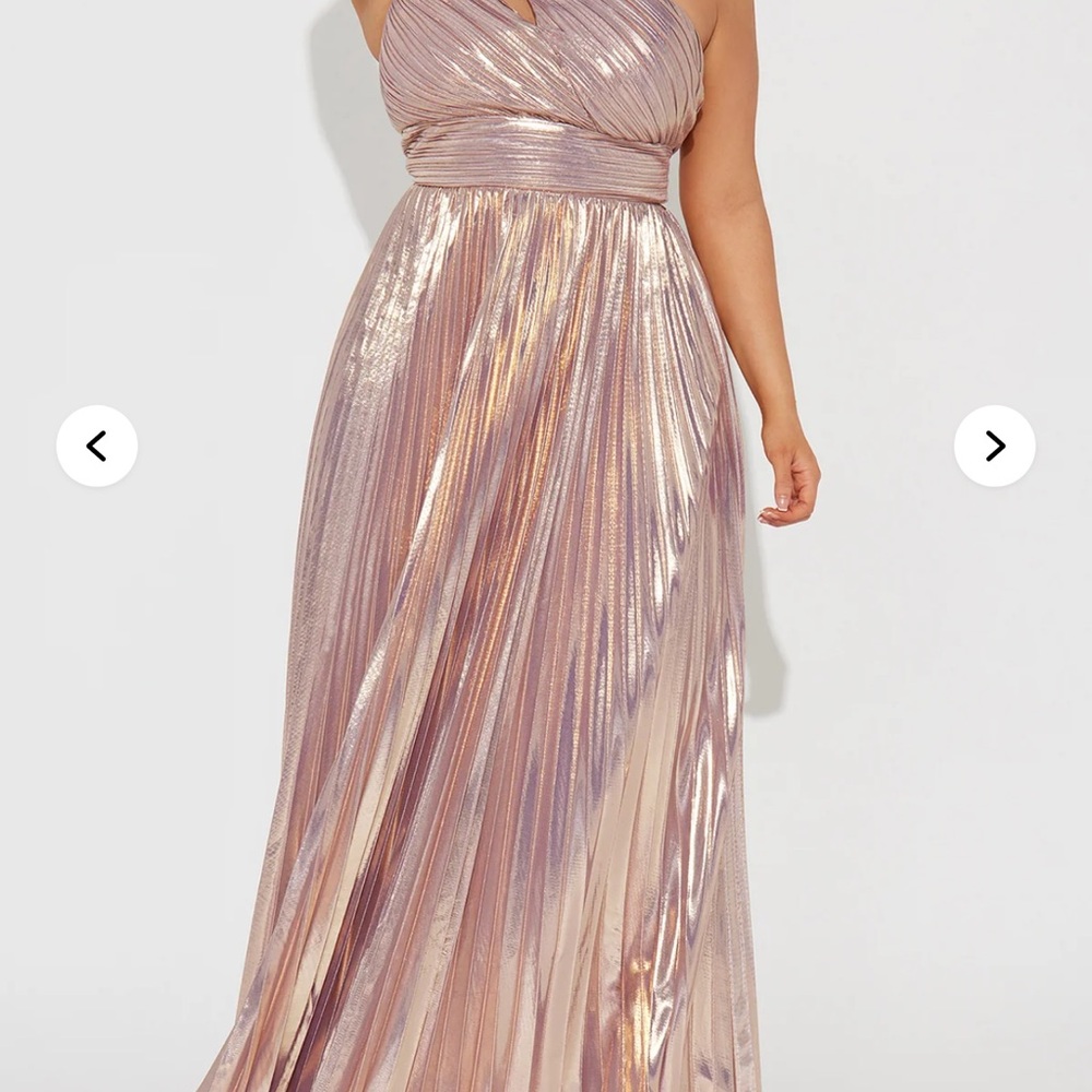 FashionNova Serena Pleated Metallic Maxi Dress - Lavender 1X